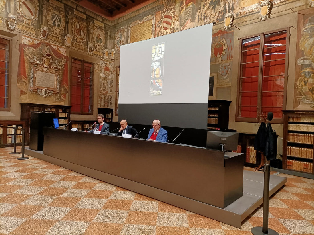 Carlo Dolcini Franco Farinelli e Tommaso Panozzo durante la presentazione del libro all’Archiginnasio di Bologna