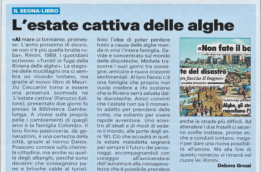Ritaglio della recensione di Debora Grossi a L’estate cattiva sul Resto del Carlino