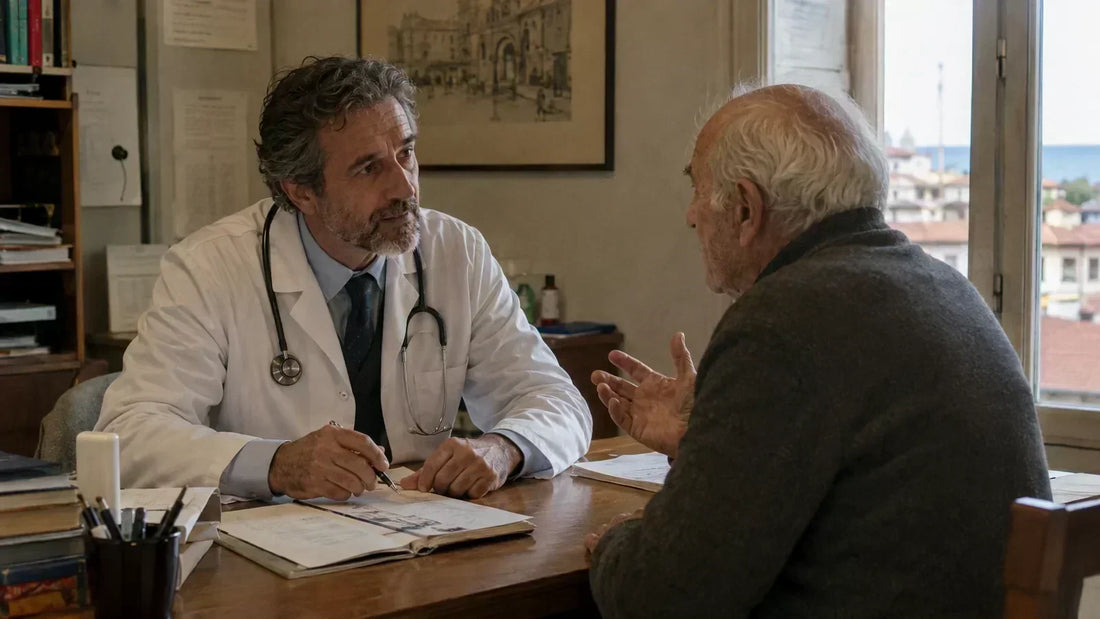 Medico e paziente nell’ambulatorio, immagine sul gergo riminese della salute
