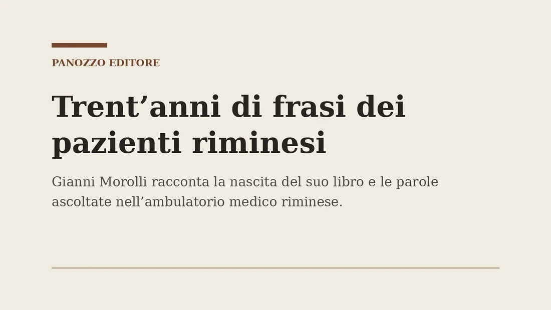 Titolo dell’articolo sulle frasi dei pazienti riminesi raccolte da Gianni Morolli