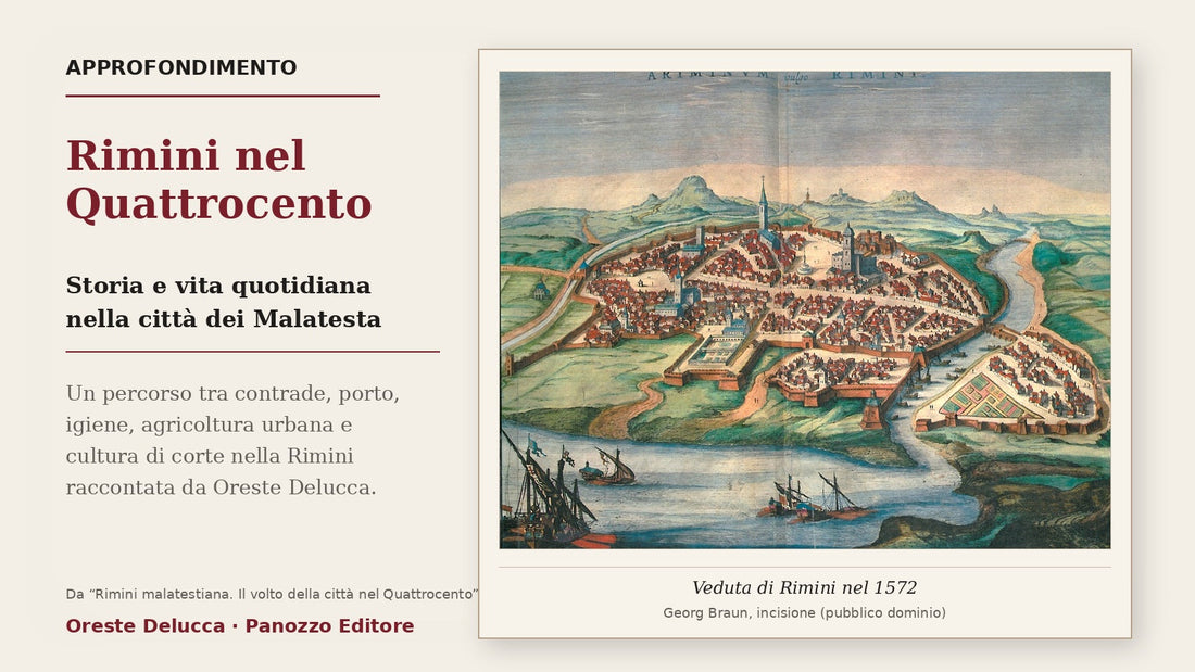 Veduta storica di Rimini nel 1572 per il percorso sulla città nel Quattrocento