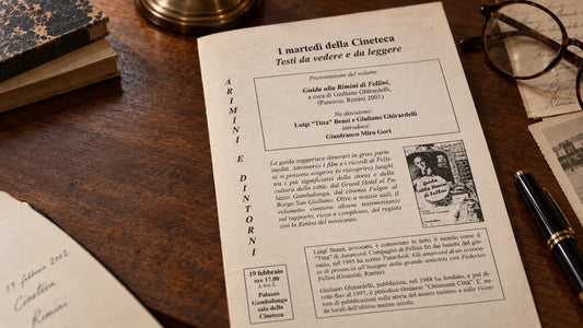 Programma del 2002 dei Martedì della Cineteca di Rimini con la presentazione di Guida alla Rimini di Fellini