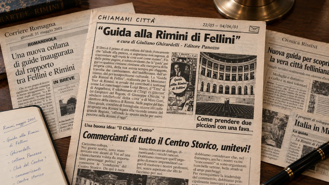 Segnalazione di Chiamami Città del 2001 dedicata a Guida alla Rimini di Fellini di Panozzo Editore