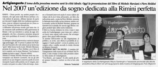Programma di ArtigianGusto 2006 con l'incontro su La cucina riminese tra terra e mare di Piero Meldini e Michele Marziani