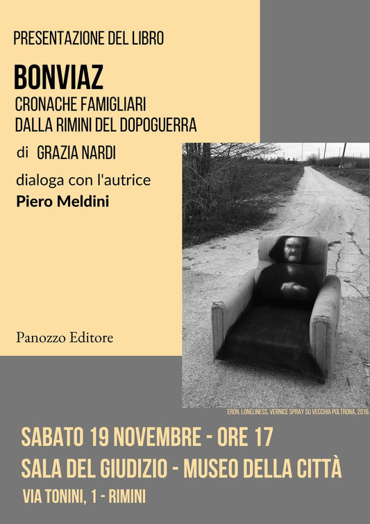 Grazia Nardi presenta Bonviàz con Piero Meldini al Museo della Città di Rimini nel 2022