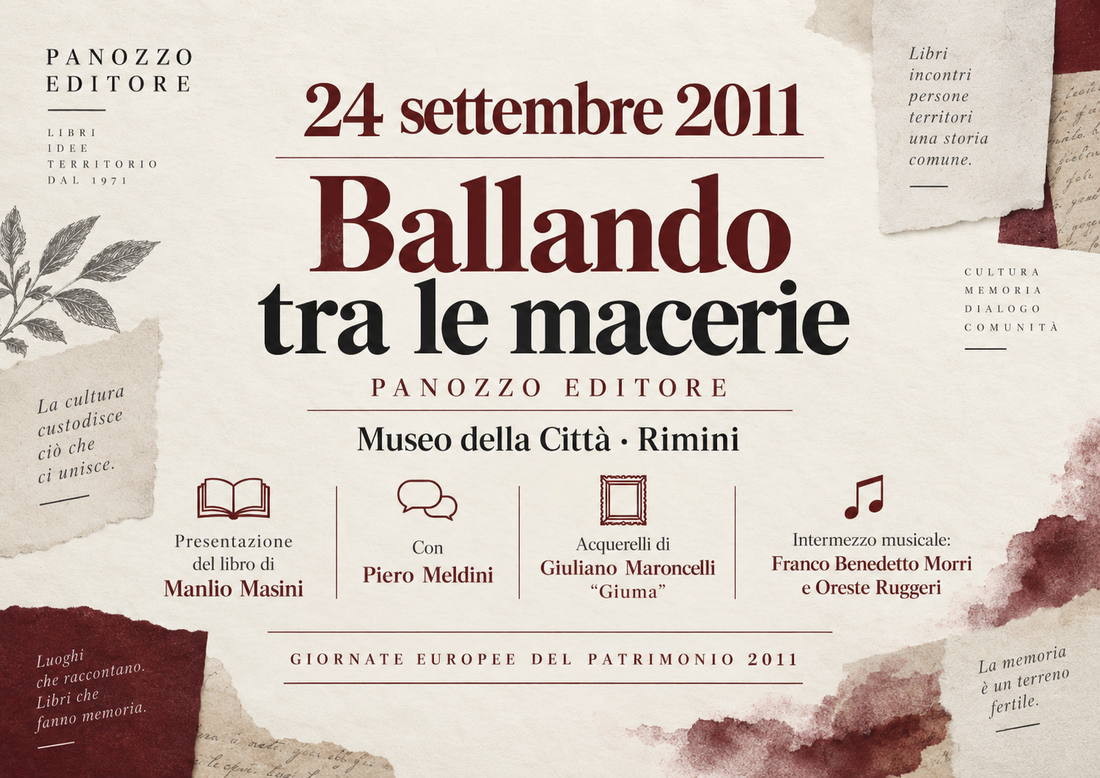 Copertina di Ballando tra le macerie di Manlio Masini, Panozzo Editore 2011