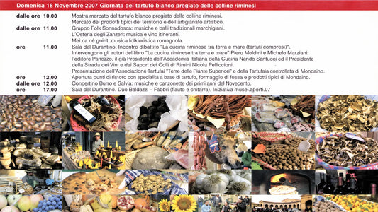 Programma di Fossa, tartufo & Cerere a Mondaino con l’incontro su La cucina riminese tra terra e mare, 18 novembre 2007