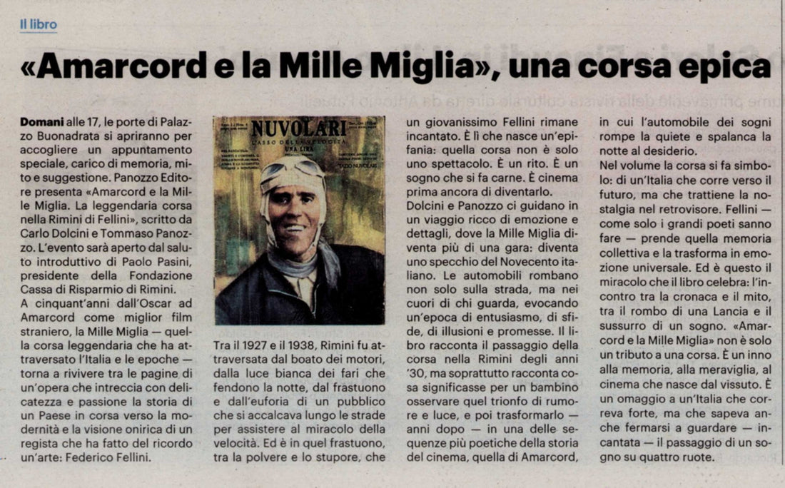 Carlo Dolcini e Tommaso Panozzo presentano Amarcord e la Mille Miglia a Palazzo Buonadrata a Rimini