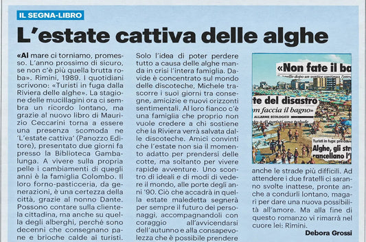 Ritaglio della recensione di Debora Grossi a L’estate cattiva sul Resto del Carlino