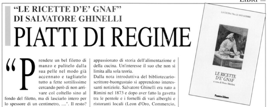 Copertina della prima edizione 1997 di Le ricette d'e' Gnaf a cura di Piero Meldini