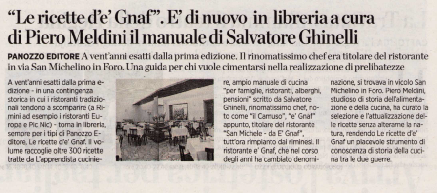 Articolo de La Voce del 7 marzo 2017 sul ritorno in libreria di Le ricette d'e' Gnaf