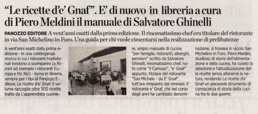 Articolo de La Voce del 7 marzo 2017 sul ritorno in libreria di Le ricette d'e' Gnaf