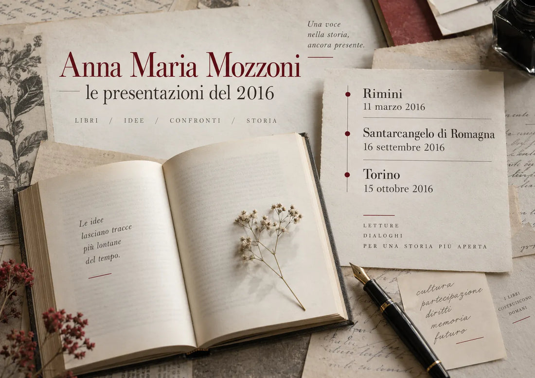 Anna Maria Mozzoni: le presentazioni del libro Panozzo Editore nel 2016 tra Rimini, Santarcangelo e Torino