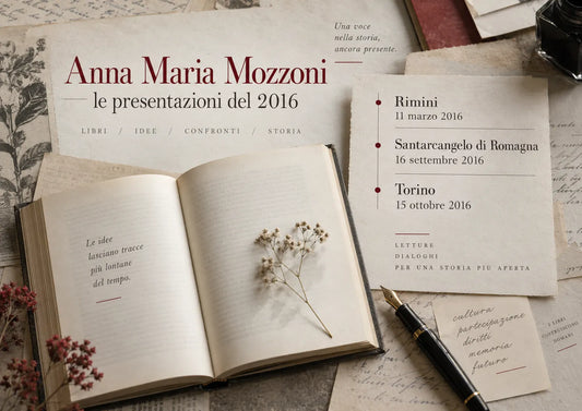 Anna Maria Mozzoni: le presentazioni del libro Panozzo Editore nel 2016 tra Rimini, Santarcangelo e Torino