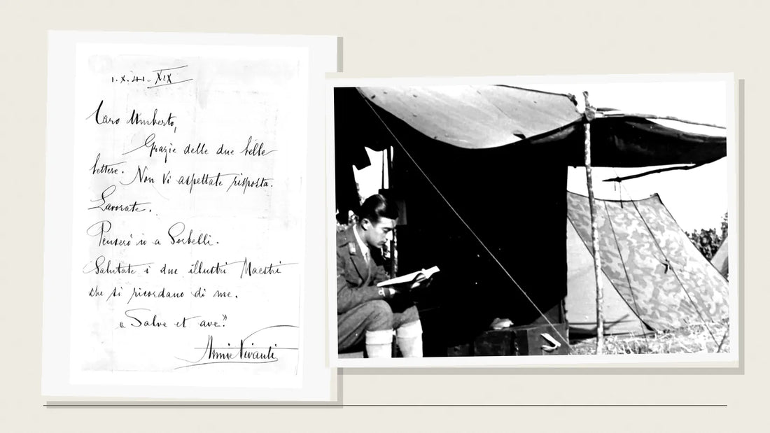 Lettera di Annie Vivanti a Umberto Panozzo del 1º ottobre 1941 accanto al giovane studioso durante il servizio militare