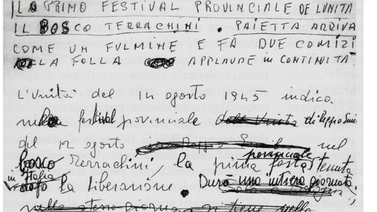 Documento storico del 1945 conservato negli archivi sul PCI di Reggio Emilia