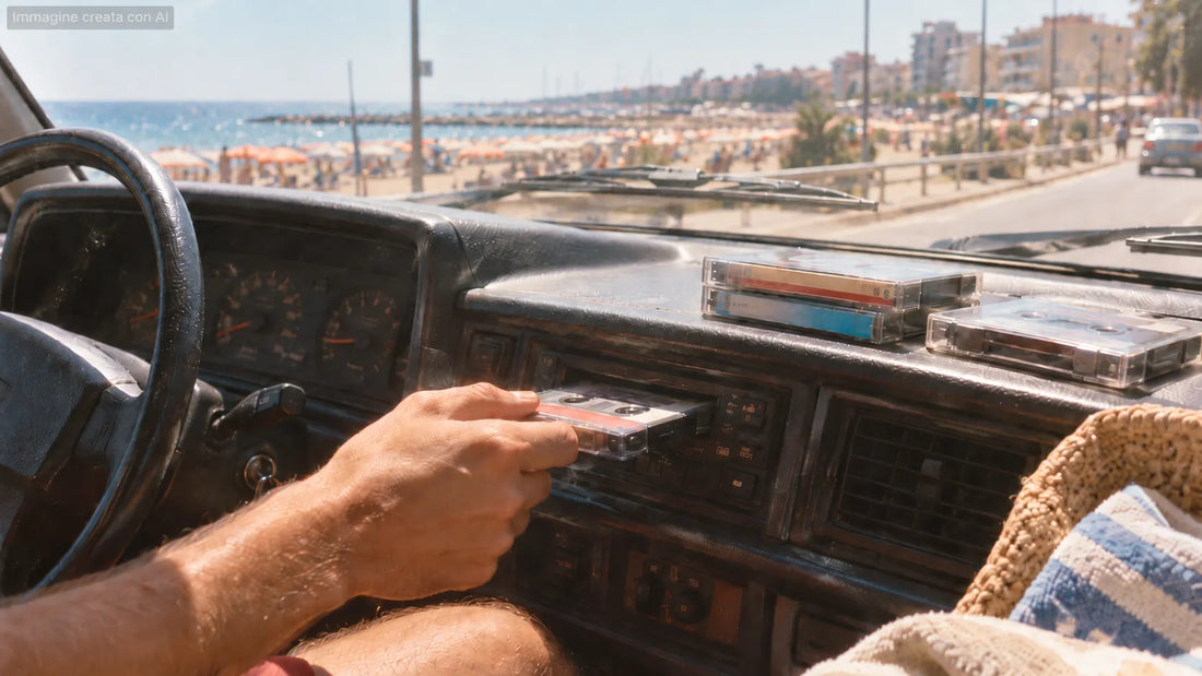 Autoradio a cassette in un'automobile di fine anni Ottanta, immagine per la playlist del romanzo L'estate cattiva di Maurizio Ceccarini